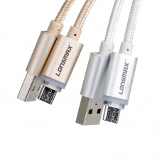 Кабель Lonsmax Fabric LED Micro USB 1M